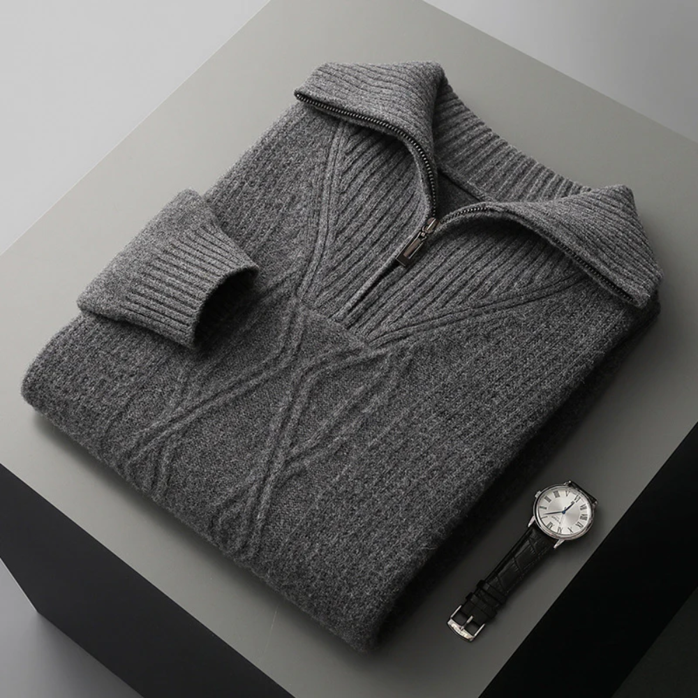 Taranto - Woll Pullover mit Reißverschluss
