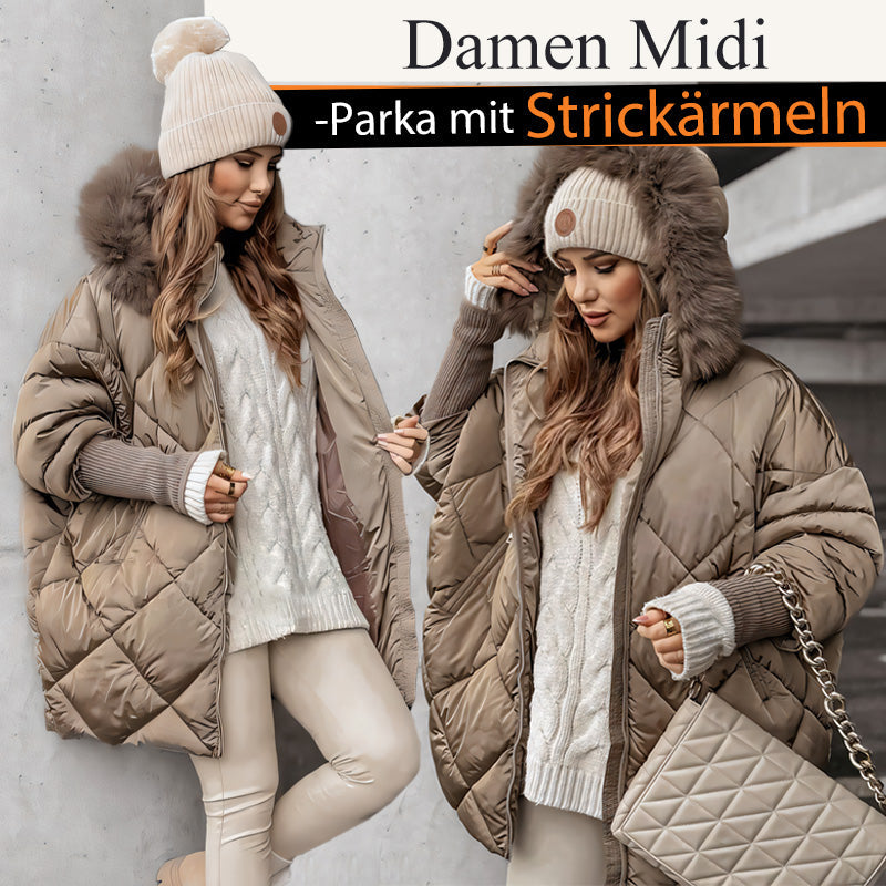 Susi - ❄️Winterschlussverkauf❄️Damen Midi-Parka mit Strickärmeln✈️Kostenloser Versand✈️