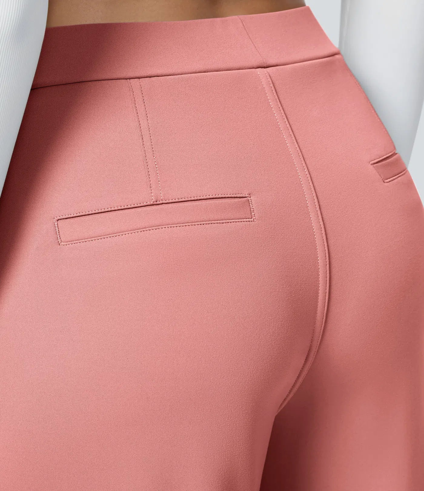 Rosa - Hohe Taille Plissee Seitentaschen Gerades Bein