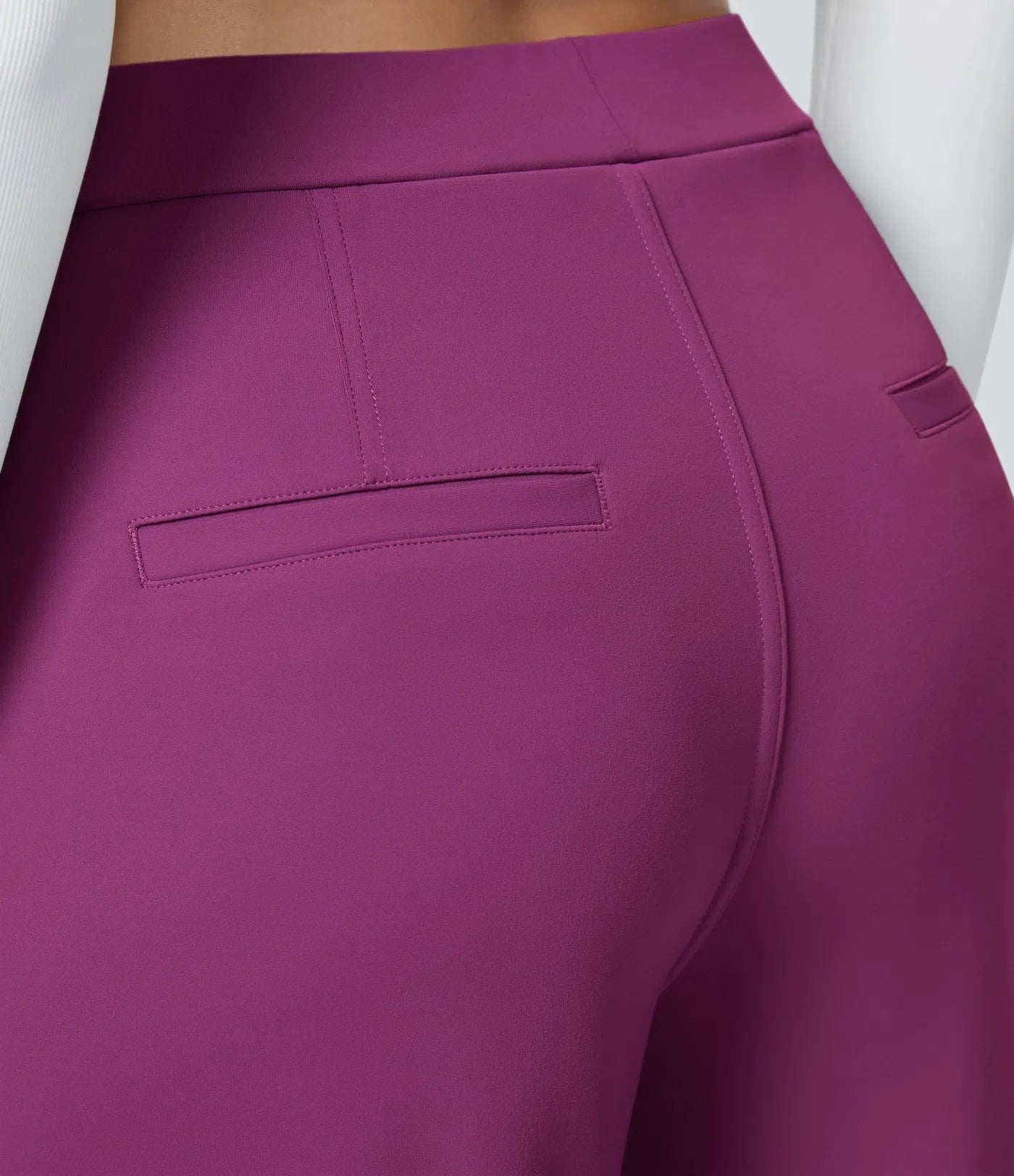 Rosa - Hohe Taille Plissee Seitentaschen Gerades Bein