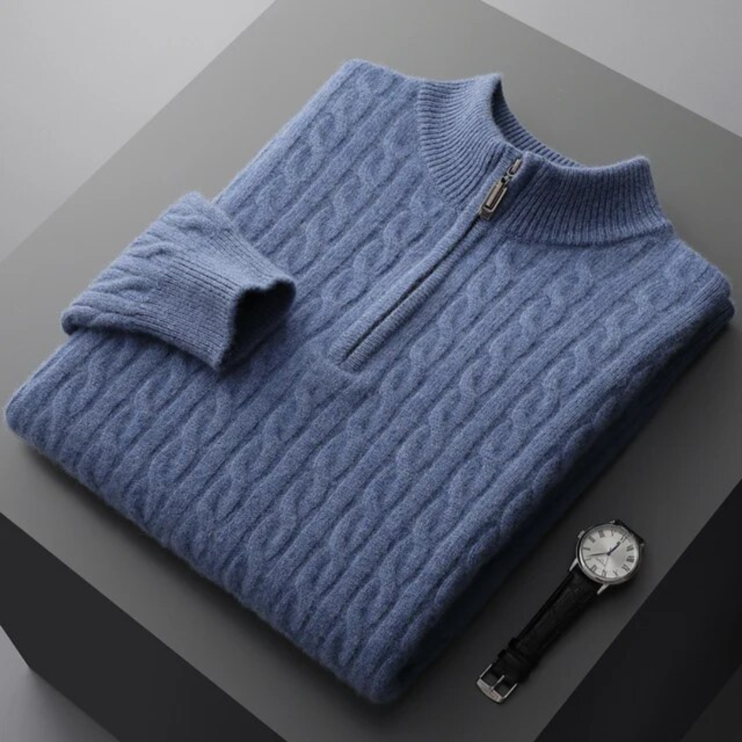 Braemar Kabel-Zip-Strickpullover