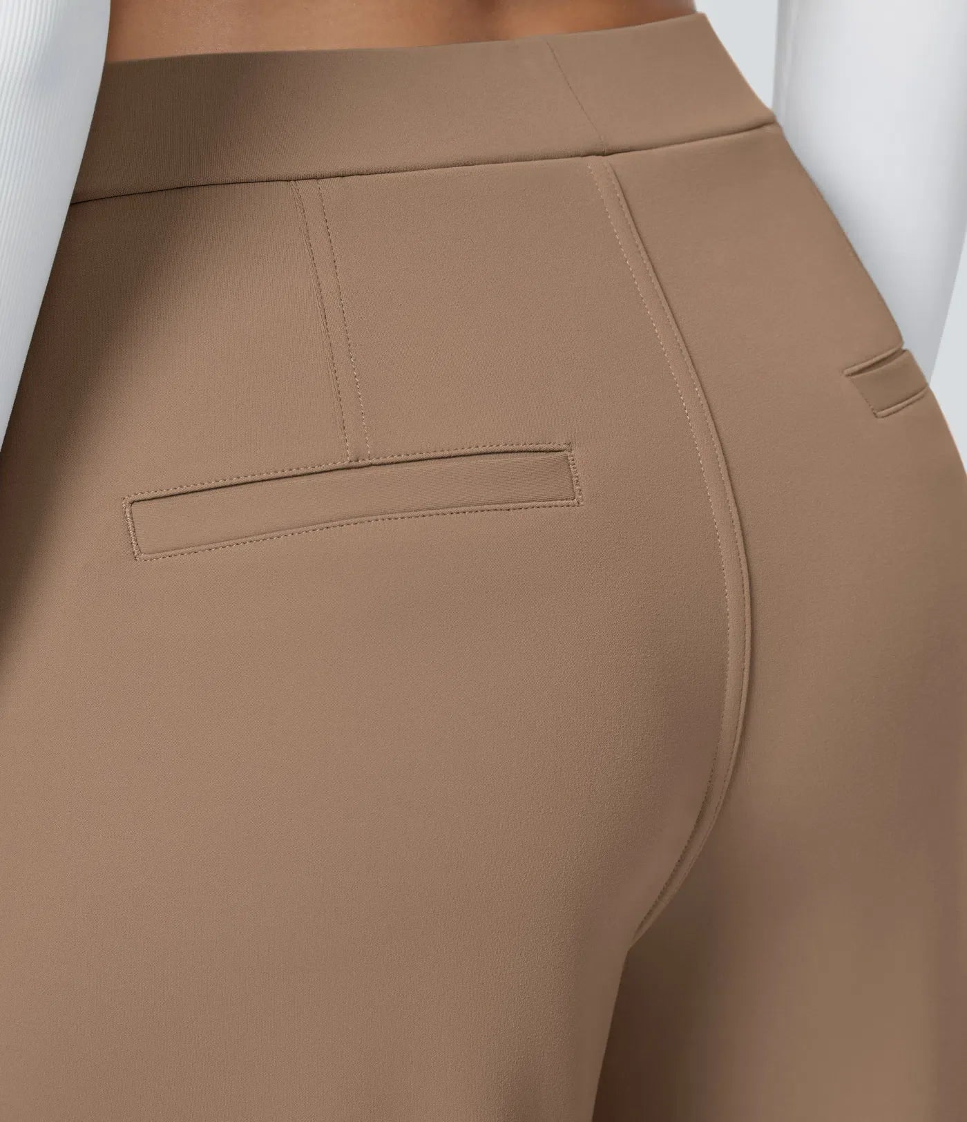 Rosa - Hohe Taille Plissee Seitentaschen Gerades Bein