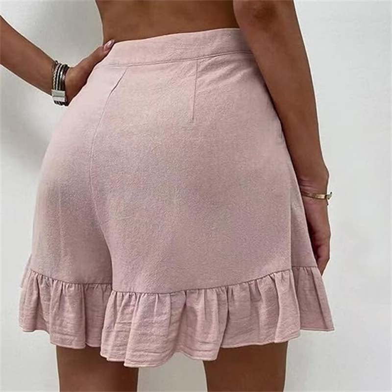 Alisa - Fließende Kurzhose mit Rüschensaum