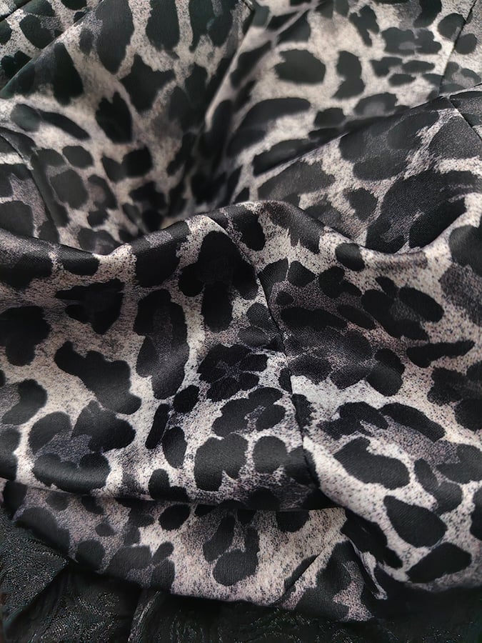 ANNA - Einfarbiges Leopardenmuster Schleife Lässiges Knielanges Kleid