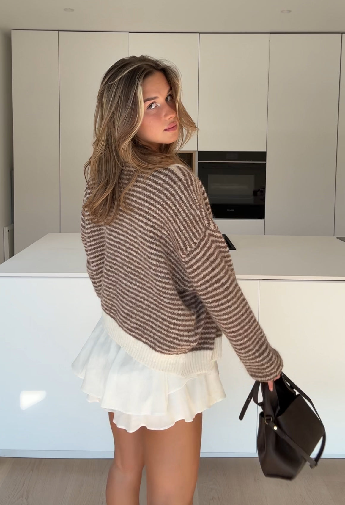 SOFT STRIPED CARDIGAN TOFFEE