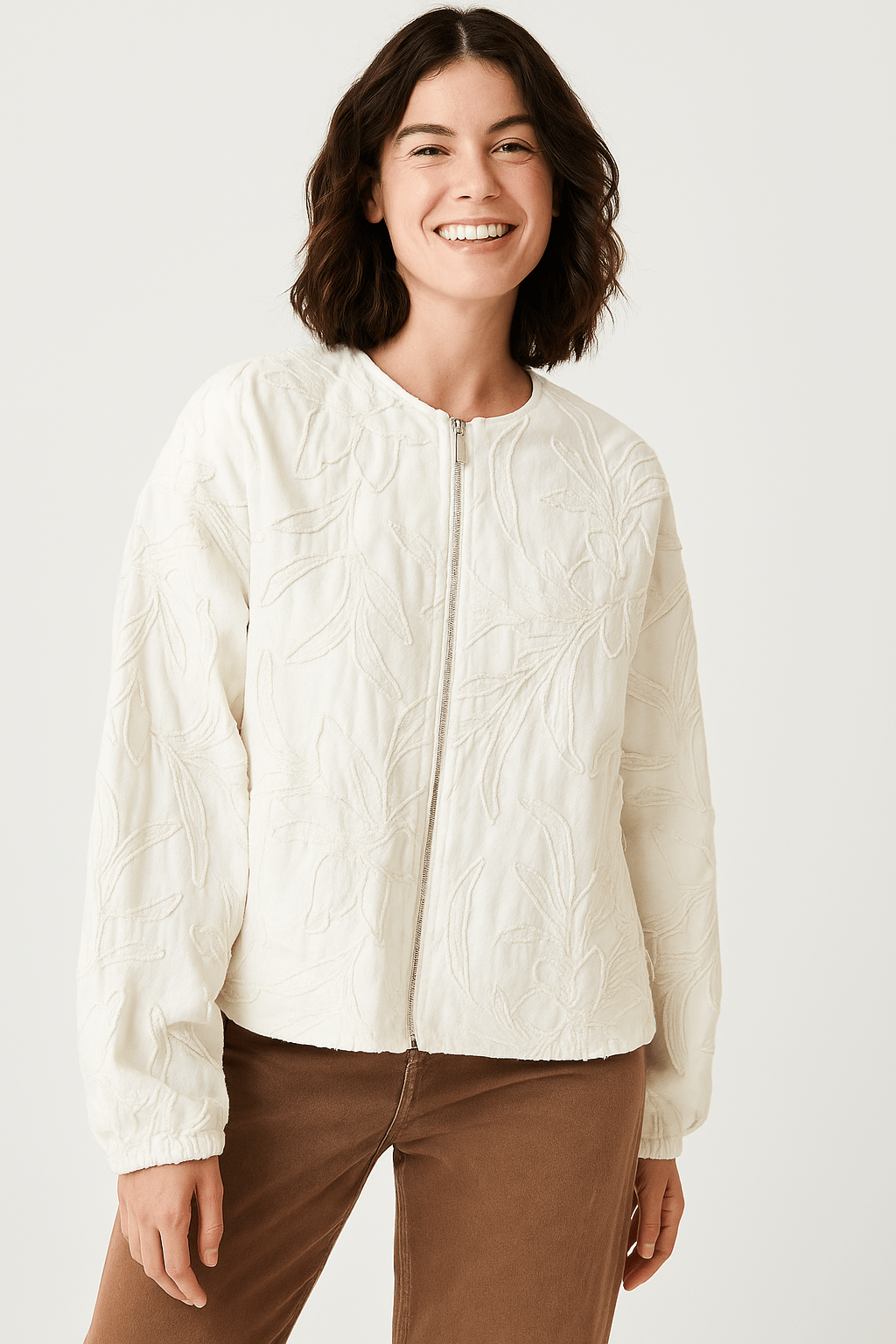 Amina jacke mit Stickerei und Reißverschluss