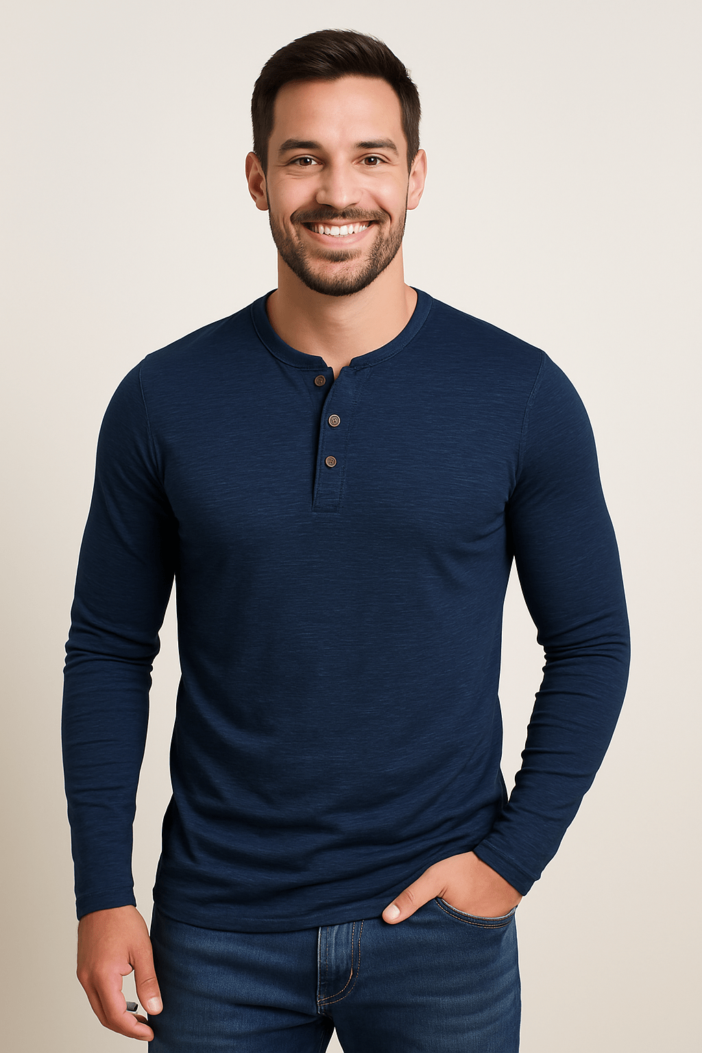 Edmund Langarm-Henley-Shirt