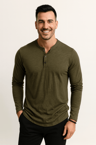 Erik Langarm-Henley-Shirt mit Knopfleiste