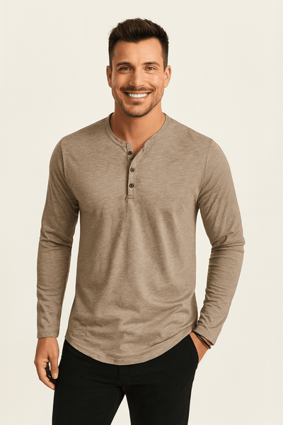 Erik Langarm-Henley-Shirt mit Knopfleiste