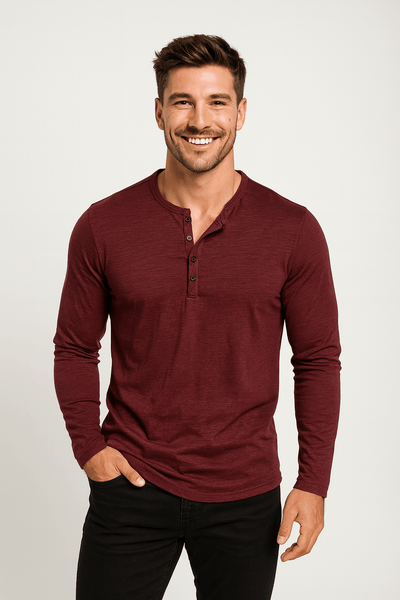 Erik Langarm-Henley-Shirt mit Knopfleiste
