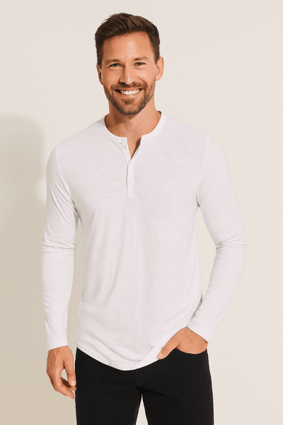 Erik Langarm-Henley-Shirt mit Knopfleiste
