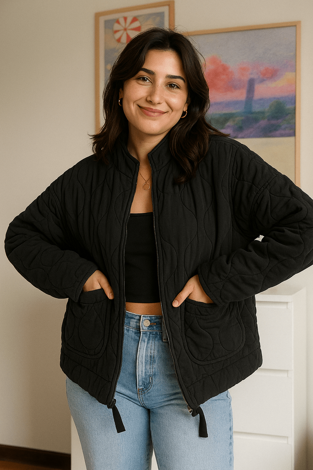 Eva Steppjacke Stehkragen mit Taschen