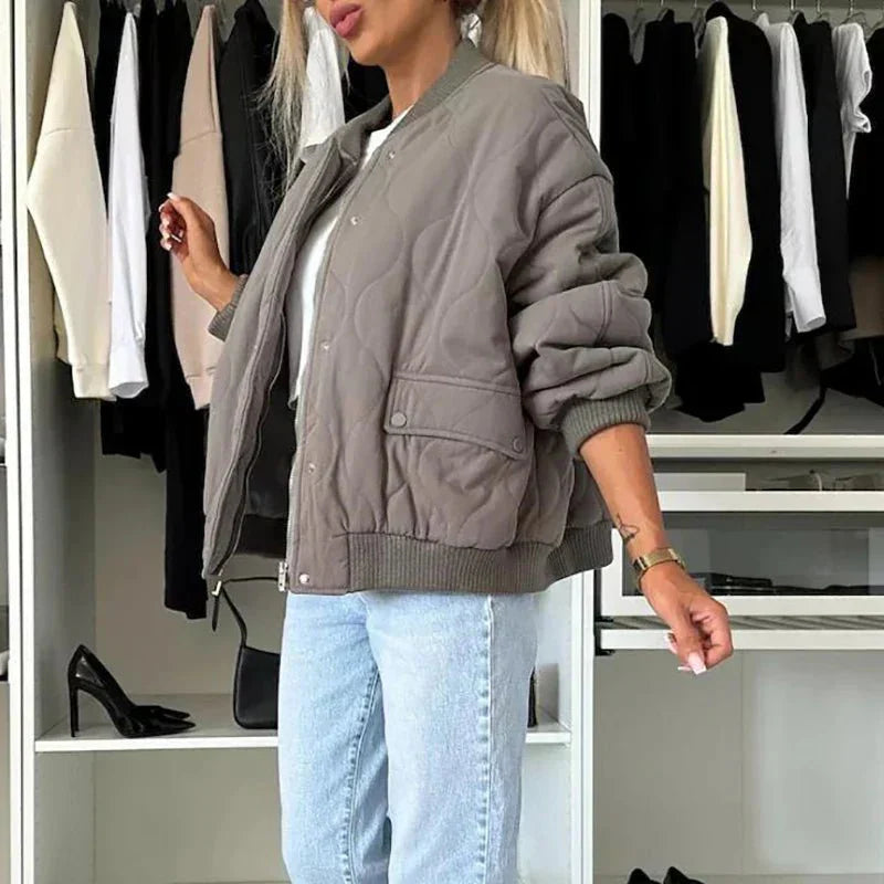 Isabell Gesteppte Bomberjacke mit Druckknöpfen
