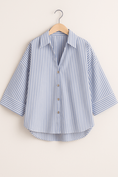 Jolie Oversize Bluse gestreift mit Knöpfen