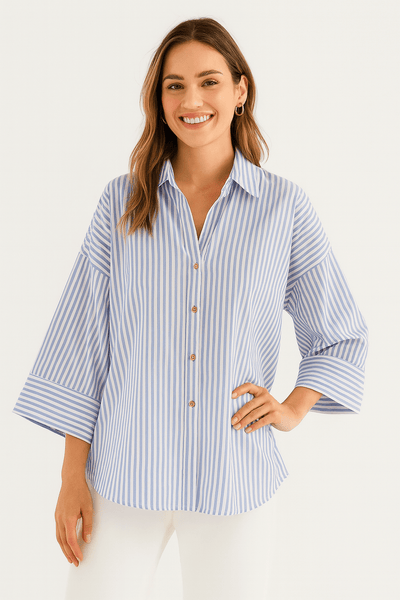Jolie Oversize Bluse gestreift mit Knöpfen