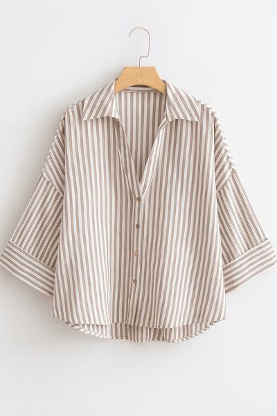 Jolie Oversize Bluse gestreift mit Knöpfen