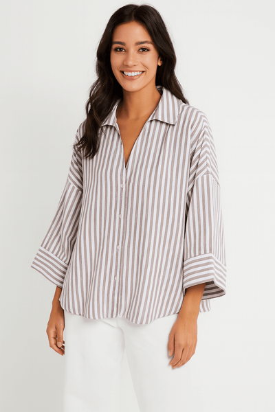 Jolie Oversize Bluse gestreift mit Knöpfen
