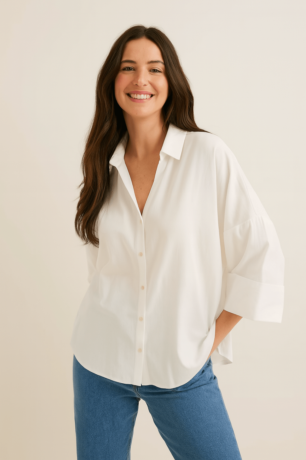 Jolie Oversize Bluse gestreift mit Knöpfen