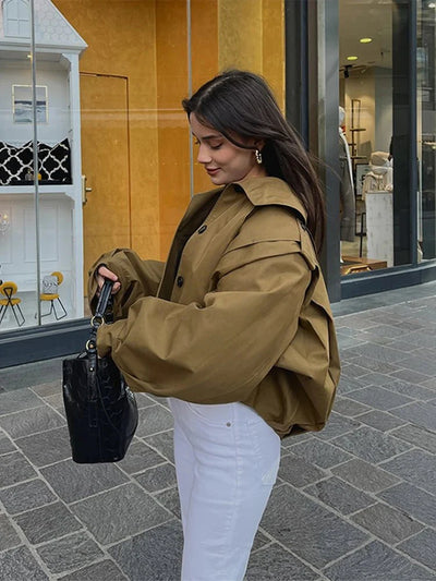 Reina Cropped Hemdjacke mit Knöpfen