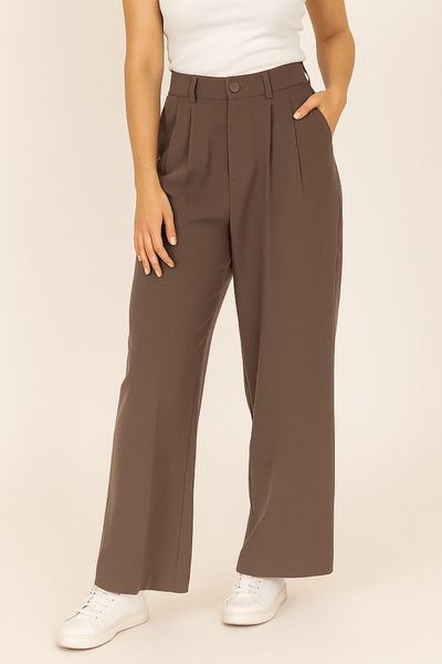 Rina geschnittene Stoffhose mit Bundfalten