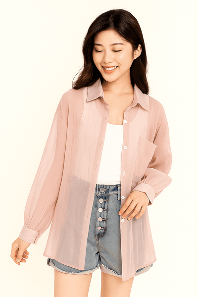 Yvet Lockere Bluse mit Knopfleiste und Brusttasche